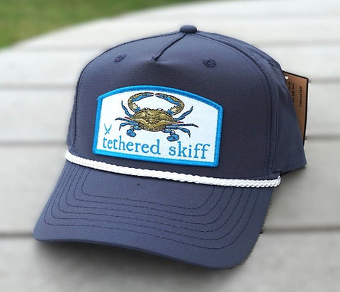 Blue Crab Patch - Classic Rope - Navy/White Rope - Tethered Skiff