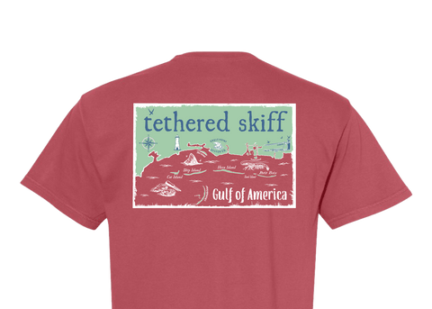 Tethered Skiff - Island Map - Crimson Red - Comfort Colors - Tethered Skiff