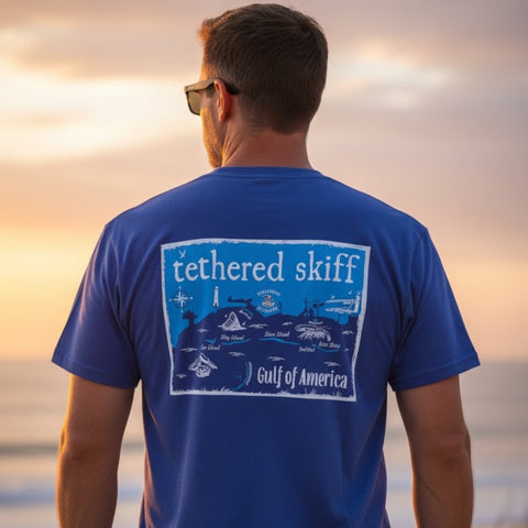 Tethered Skiff - Island Map Print - Navy Blue - Comfort Colors - Tethered Skiff