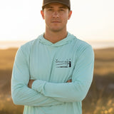 Tethered Skiff - Islands Print - Sea Foam - LS Hooded Performance - Tethered Skiff
