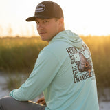 Tethered Skiff - Islands Print - Sea Foam - LS Hooded Performance - Tethered Skiff