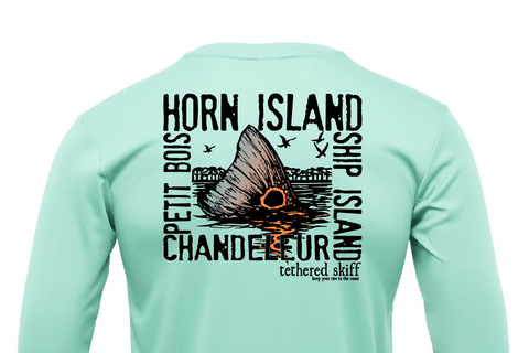 Tethered Skiff - Islands Print - Sea Foam - LS Performance - Tethered Skiff