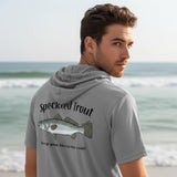Tethered Skiff - Trout - Heather Gray - SS Hooded Performance - Tethered Skiff