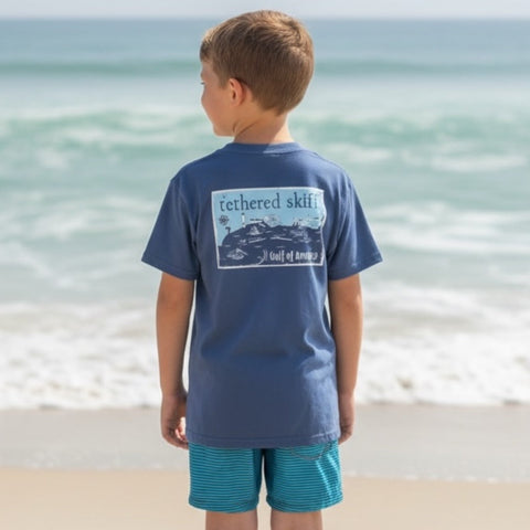 Tethered Skiff - YOUTH - Island Map - Navy - Tethered Skiff