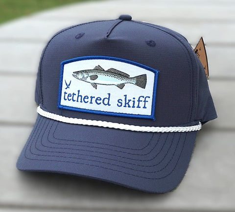 Trout Patch - Classic Rope - Navy/White Rope - Tethered Skiff