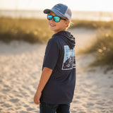 YOUTH - Island Map - Navy - SS Hooded Performance - Tethered Skiff