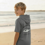 YOUTH - Trout - Heather Grey - SS Hooded Performance - Tethered Skiff
