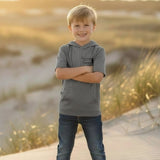 YOUTH - Trout - Heather Grey - SS Hooded Performance - Tethered Skiff