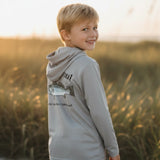 YOUTH - Trout - Silver - LS Hooded Performance - Tethered Skiff